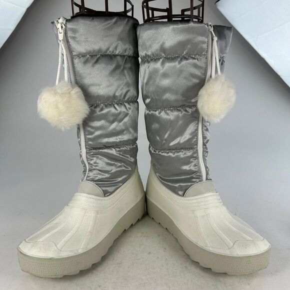 Pajar Women'S Fay II Waterproof Boot US 10 L White Gray Pom Puffer Snow Boots - Picture 8 of 14